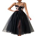 thumbnail image 3 of Robe en Tulle à Étages pour Femmes, Ligne A, Taille Haute, Aguichant, Cocktail, Bal, Fête, Soirée, Maxi, 3 of 6
