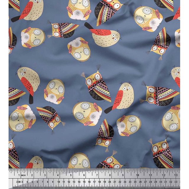 Soimoi Rayon Fabric Bird & Owl Kids Fabric Prints by Yard 56 Inch Wide