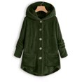thumbnail image 1 of XZNGL Plus Size Tops for Women Plus Size Button Plush Tops Hooded Loose Cardigan Wool Coat Winter Jacket Womens Plus Size Tops Plus Size Womens Tops Plus Size Cardigans for Women, 1 of 4
