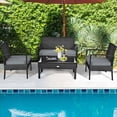thumbnail image 1 of Gymax Patio Garden 4PC Rattan Wicker Furniture Set Black, 1 of 10