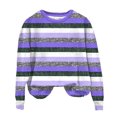 thumbnail image 4 of Pisexur Chandails en Molleton pour Femmes Col Rond Rayé Automne Chandails en Molleton Mode Décontracté Ample Pull Chandail en Molleton Manches Longues Chemises pour Femmes Blouses Surdimensionnées Hauts Sans Capuche, 4 of 4
