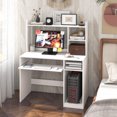 thumbnail image 2 of Patiojoy Computer Desk w/ Charging Station 43.5" Gaming Table Workstation w/ Keyboard Tray CPU Stand & Storage Shelves White, 2 of 10