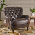 thumbnail image 1 of Tori Tufted Brown Leather Club Chair, 1 of 4