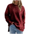 thumbnail image 1 of Pisexur Chandail en Molleton Douillet pour Femmes à Manches Longues Col Rond Mode Couleur Unie Automne chandail Décontracté Ourlet Fendu, 1 of 4