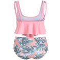 thumbnail image 2 of Women 2Pcs Padded Ruffle Strappy Crop Tops High Waist Bikini Set Swimsuit Swimwear Summer, 2 of 2