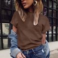 thumbnail image 2 of Heliisoer Hauts pour Femmes, Liquidation d'Été Mode Décontractée Femmes Manches Courtes Uni Col Rond Hauts T-Shirt pour Dames, 2 of 5