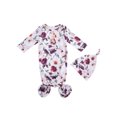 thumbnail image 1 of Xingqing 2PCS Newborn Infant Baby O-Neck Floral Cartoon Print Sleeping Pocket Round Hat, 1 of 7