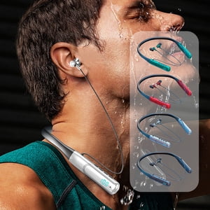 Cagogo 4Pcs Neckband Headphones, Wireless Bluetooth 5.3 Headset with Digital Display for Sports Running, 50 Hours Playtime Neck Mounted Gaming Headphones, Noise Cancelling In Ear Earbuds for Gym