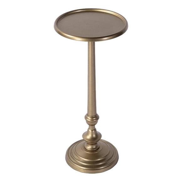 Beaumont Lane Transitional 10"W Round Metal Pedestal End Table in Gold