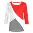 thumbnail image 4 of TIMIFIS Hauts pour Femmes Mi-Long Printemps Automne Imprimés Manches 3/4 Hauts Mode Grande Taille Col Ras du Cou T-Shirts Décontractés Blouses Chemises à Manches Longues pour Femmes Automne, 4 of 4