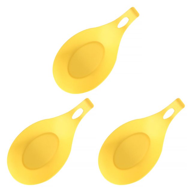 QualitChoice Silicone Spoon Rest Heat Resistant Teabag Tidy Holder Cooking Dish Home Yellow 3Set
