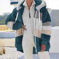 thumbnail image 2 of FAIWAD Women's Full Zip Fuzzy Fleece Hooded Coat Color Block Drawstring Fall Winter Warm Coat with Pockets, 2 of 5