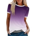 thumbnail image 1 of Haut à Manches Courtes pour Femme, Blouse Décontractée à Imprimé Dégradé avec Détail Patchwork, T-Shirt à Col Rond pour le Quotidien, 1 of 5