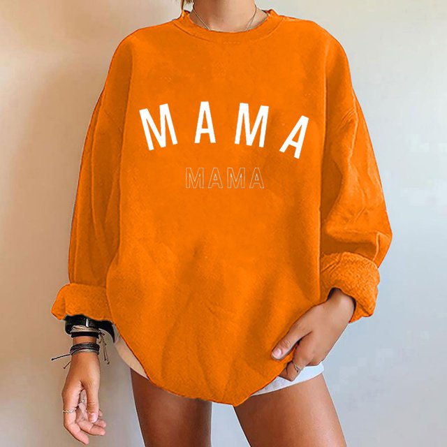 Qertyioot Chemises à Manches Longues pour Femmes, Mode Femmes Confortable Décontracté Chandail à Lettres Imprimé Col Rond T-Shirt Blouse Hauts