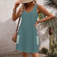 thumbnail image 3 of Timegard Robes pour Femmes Col en V Été Décontracté Robes T-Shirt Sortie de Plage Robe Débardeur avec Poches, 3 of 5