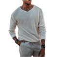 thumbnail image 1 of Faithtur Men's Spring Autumn Loose Knitwear Solid Color Long Sleeve Crewneck Pullover Sweater, 1 of 2