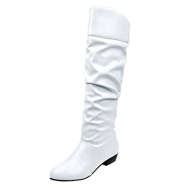 Babysbule Womens Shoes Clearance, Women Slip-On Square Heel Solid Color High Boots Knee-High Shoes Round Toe Boots