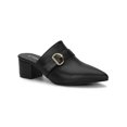 thumbnail image 1 of BLISSFUL STEP Women's Shoes Buckle Strap Pointed Toe Chunky Heel PU Vamp Mule Shoes Black 8, 1 of 8