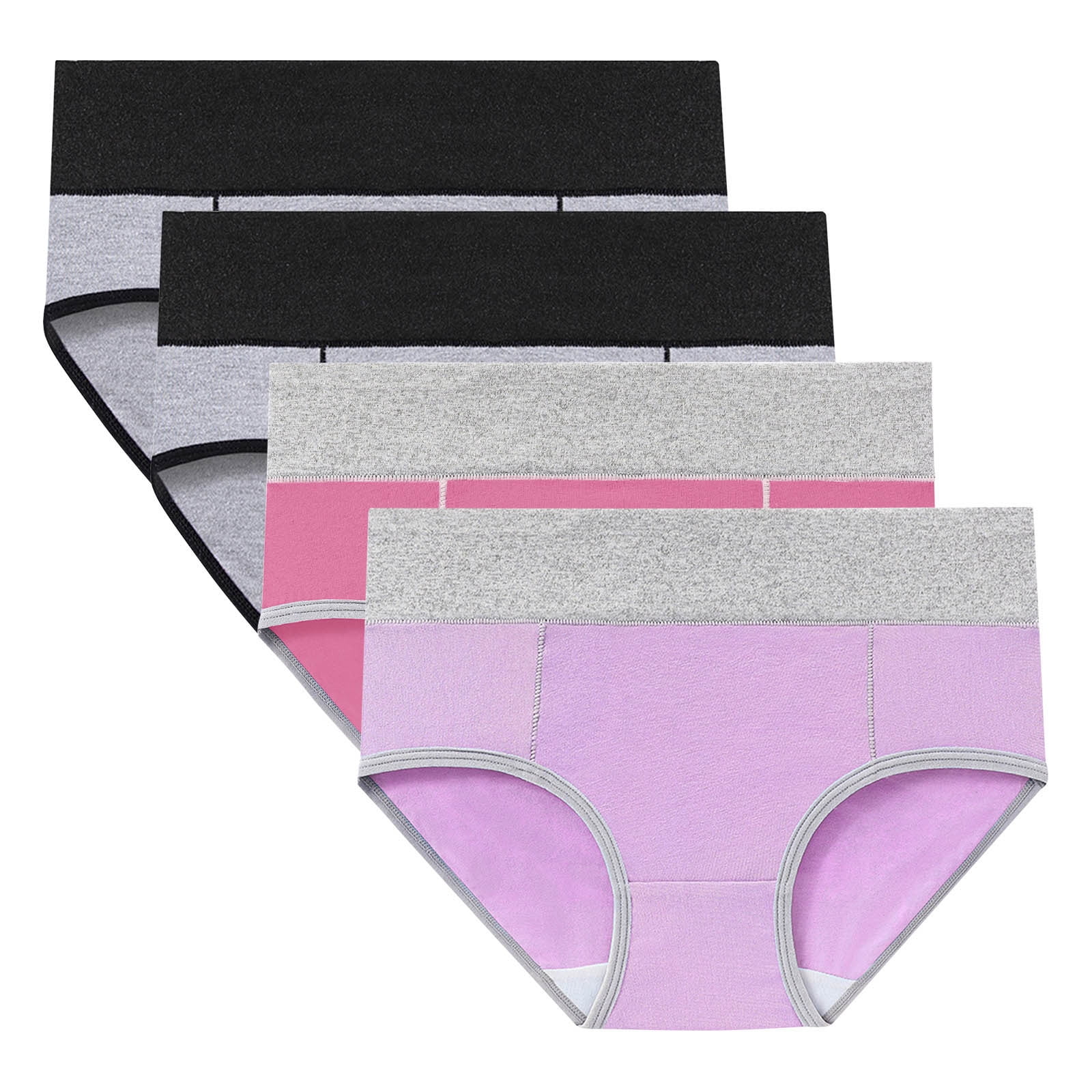 Timegard Culottes pour Femmes 4 Pcs Grande Taille Taille Mi-Haute Confortables Invisibles Culottes Respirantes Culottes Menstruelles