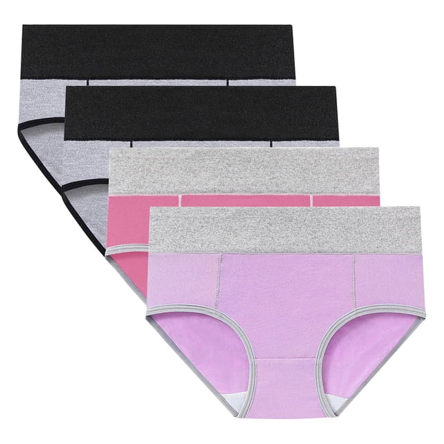 Timegard Culottes pour Femmes 4 Pcs Grande Taille Taille Mi-Haute Confortables Invisibles Culottes Respirantes Culottes Menstruelles