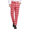 thumbnail image 1 of INSPIRE CHIC Men's Business Plaid Lightweight Regular Fit Flat Front Checked Pants 38 Red, 1 of 7