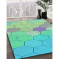 thumbnail image 3 of Ahgly Company Tapis d'Intérieur Ronds de Style Transitionnel Lavables à la Machine, Vert Menthe, 6 Pieds Rond, 3 of 7