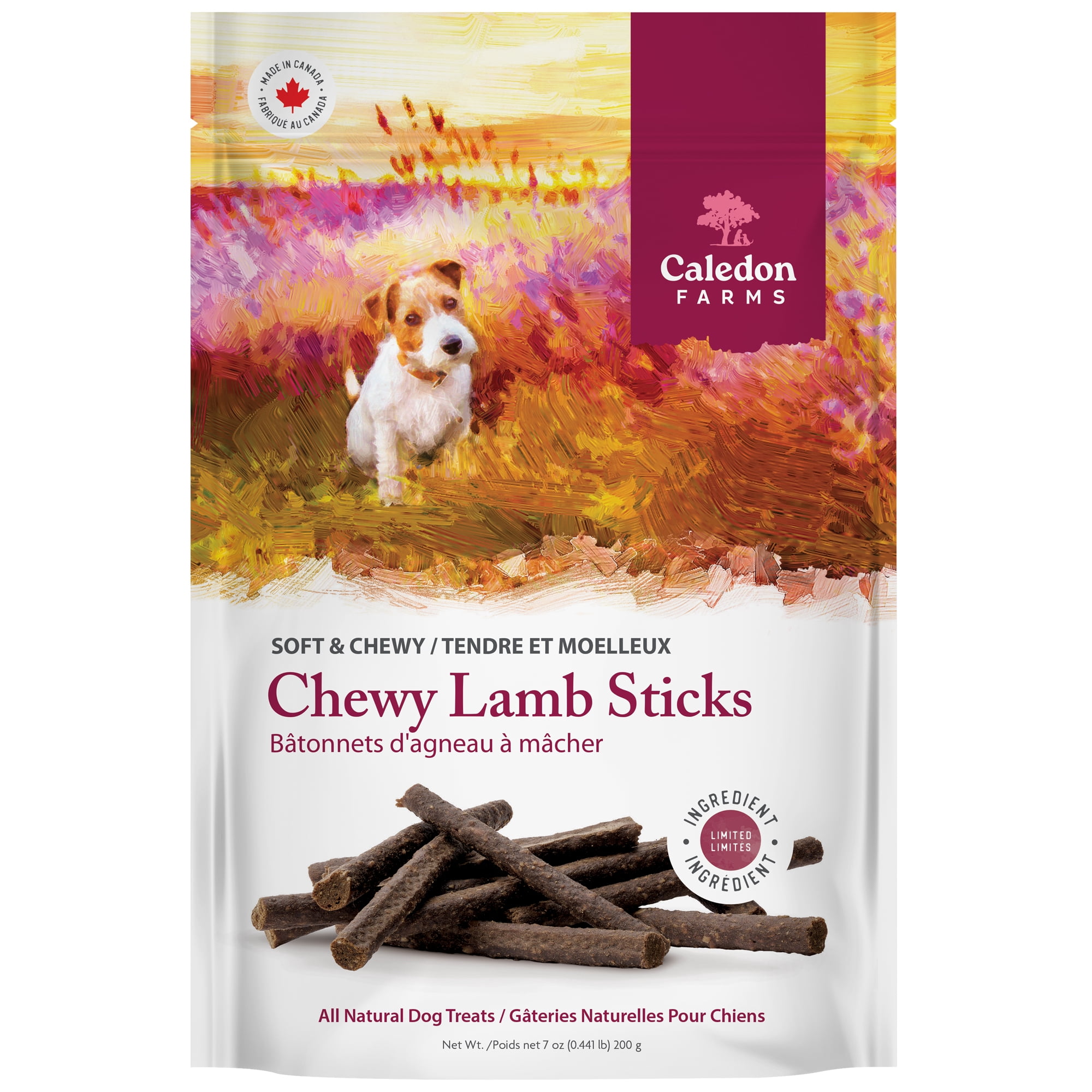 Caledon Farms Chewy Lamb Sticks Soft and Chewy All Natural Baked Dog Treats 200g