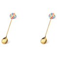 thumbnail image 1 of Transemion 1/2/3/5 Cartoon Adorable Restaurant Hotel Tableware Portable Washable Stainless Steel Stirring Mixing Dinnerware Cake Flatware Candy Spoon Rainbow 2PCS, 1 of 6