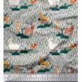 thumbnail image 1 of Soimoi Satin Silk Fabric Rabbit,Sheep & Deer Kids Decor Fabric Printed Yard 42 Inch Wide, 1 of 3