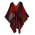 thumbnail image 4 of lionlar Poncho Cape à Carreaux pour Femmes, Châle à Blocs de Couleur, Rouge, 4 of 9