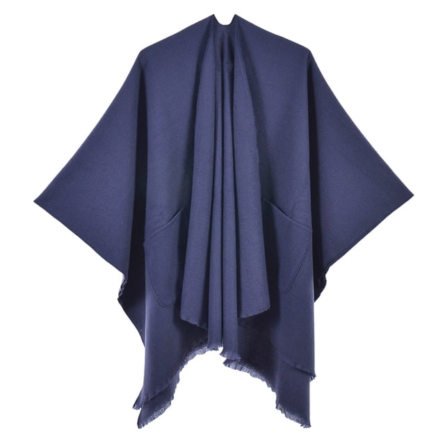 Châle Chaud pour Femmes - Poncho Réversible Ouvert pour l'Hiver