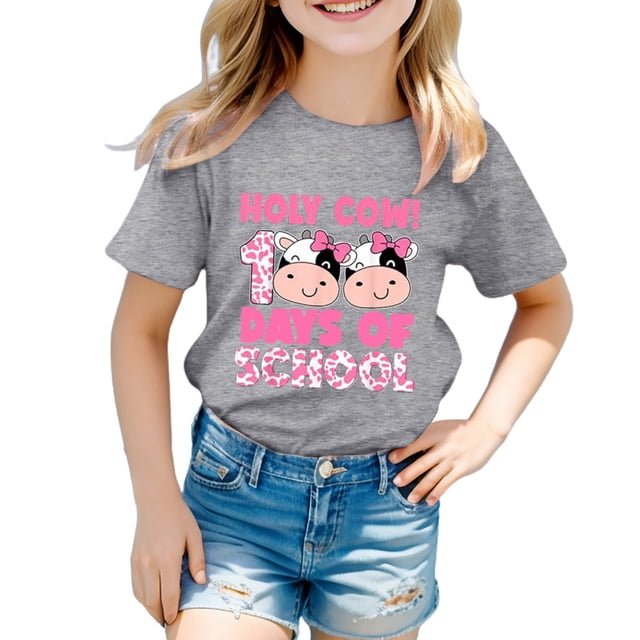 TZEWGL T-Shirts pour Enfants Manches Courtes Imprimés Graphiques Col Rond Vêtements pour Filles Garçons Taille 10-11T