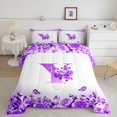 thumbnail image 2 of Erosebridal Letter Bedding Twin Comforter Set For Teens,Rose Flower Down Comforter,Butterfly Room Decorative,Reversible,Lightweight,2-Piece, 2 of 8