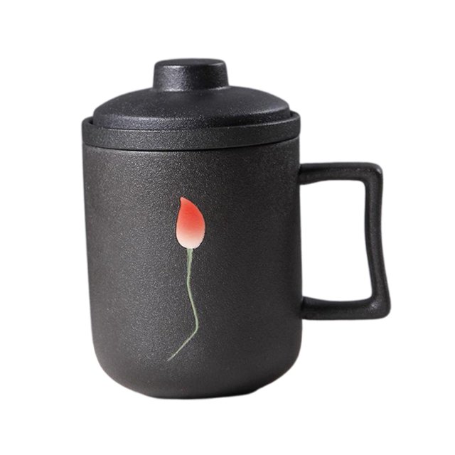 GUOOL Serenable Chinese 3 in 1 Porcelain Ceramic Tea Mug with Infuser & Lid, Tea Mug 3