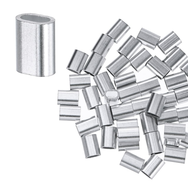 Uxcell 100-Pack Aluminum Crimping Loop Sleeves, 1.5mm 1/16 Single Round Barrel Wire Rope Sleeves