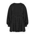 thumbnail image 4 of Womens Oversized Sweatshirt Dress Long Flowy Patchwork Pullover Tops Cute Drop Shoulder Sweatshirts Fall Long Sleeve Mini Dress Teen Girls Crewneck Solid Tunic Pleated Loose Clothing Beig, 4 of 5
