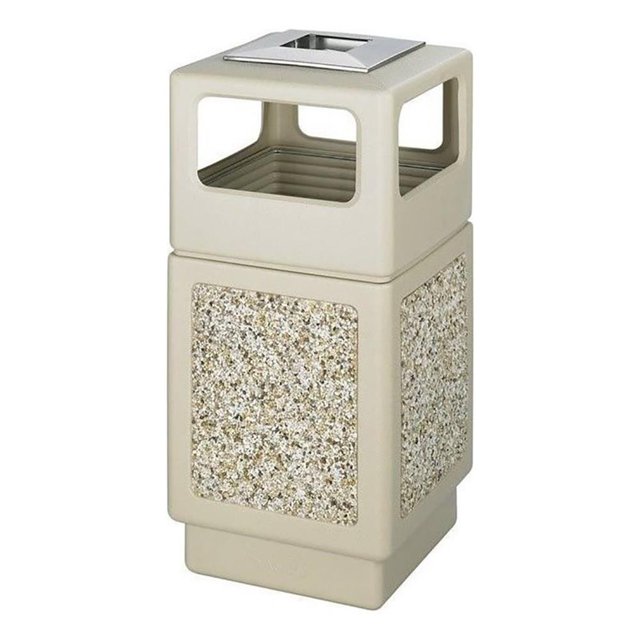 Scranton & Co Poubelle en Plastique à Panneau d'Agrégat de 38 Gallons, Beige