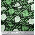 thumbnail image 2 of Soimoi Green Poly Georgette Fabric Geometrical Star Geometric Decor Fabric Printed Yard 52 Inch Wide, 2 of 5