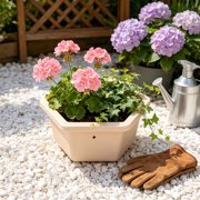 Tusihei Hexagon Planter Pot, Thicken Modern Flower Plants Container with Drainage Hole, Plastic Plant Pot for Outdoor Balcony Garden Home Decor