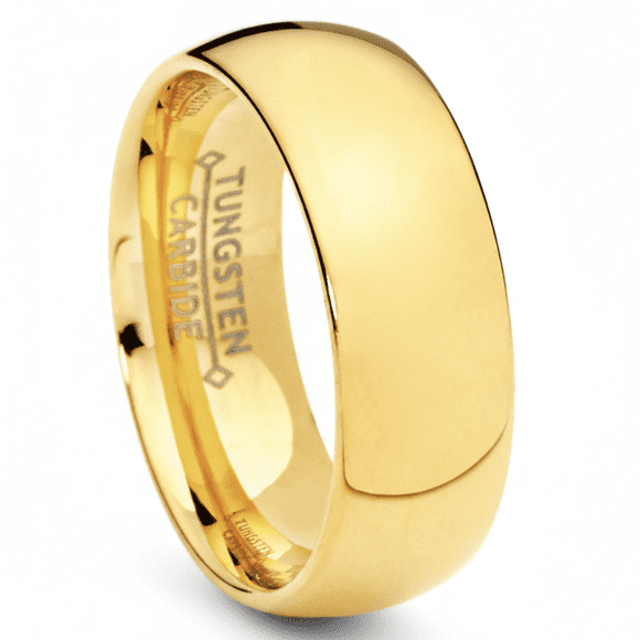 Men's 7MM 18K Goldtone Plated Dome Tungsten Ring Wedding Band