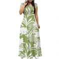 thumbnail image 2 of Robe d'Été pour Femmes 2024 Mode Grande Taille Col Rond Manches Courtes Imprimé Quotidien Décontracté Vintage Bohème Robe Maxi Rabais de 50 % Liquidation!, 2 of 5