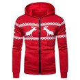 thumbnail image 1 of Cardigan à Capuche Zippé Imprimé Faon de Noël pour Hommes, 1 of 3