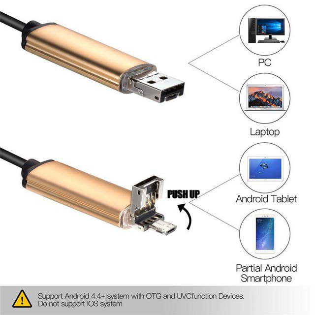 Endoscope USB 2 en 1 de 7 mm 480 P HD Micro Serpent Appareil Photo Tube Endoscope Android USB pour PC Téléphone Intelligent