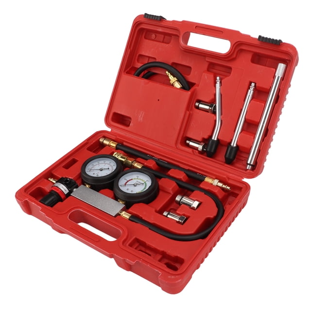 Loewten Cylindre Fuite vers le Bas Testeur Moteur à Essence Compression Double Jauge Outil de Détection pour le Contrôle de Pression Test de Taux de Fuite, Double Jauge Testeur de Fuite, Testeur de Fuite Cylindre