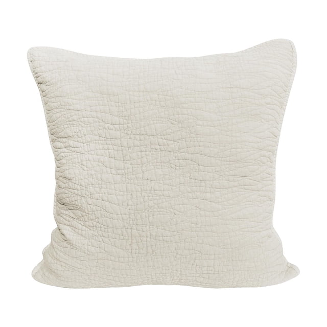 Gouchee Home Carson Euro Sham Pack of 2 in off-white stone-washed cotton with a 140 thread count and wave quilted pattern, featuring a zipper closure for easy removal and machine washing, suitable for adding soft texture and decorative style to bedroom bedding sets.