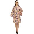 thumbnail image 1 of Bimba Kimono de Demoiselle d'Honneur à Manches Longues Imprimé Floral pour Femme, Robe Cache-Cœur Wrap - 20, 1 of 7