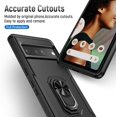 thumbnail image 5 of KOMI for Google Pixel 6 Case with Screen Protector, Built in 360 Adjustable Ring Kickstand Military Protective Armor ShockProof Cover - Black, 5 of 5
