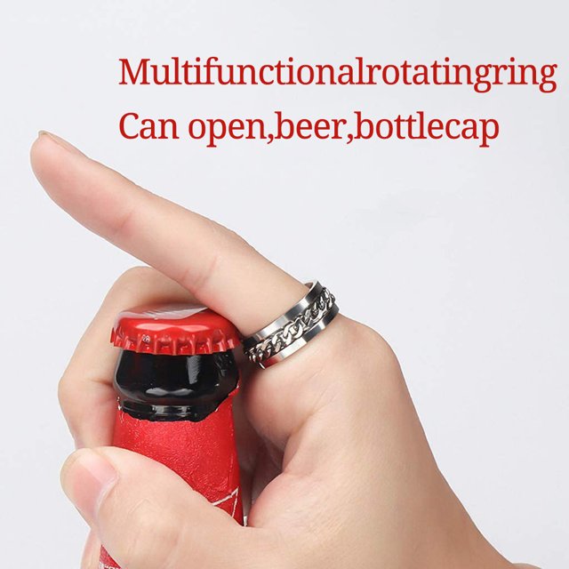 Couple Rings Rotatable Beer Opener Bottle Opener Rings 2Pcs/4Pcs Fashion Couple Rings Stainless Steel Ring Rotatable Bottle Opener Party Ring Versatile Beer Bottle Openers