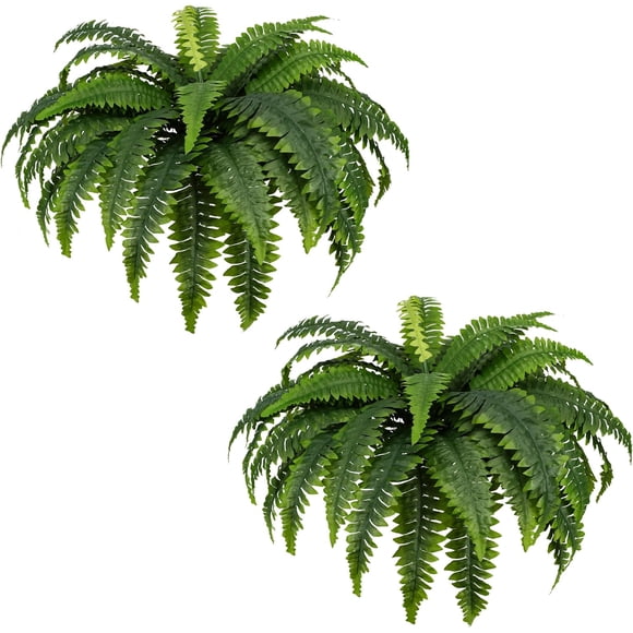 Lucoss 43" Artificial Boston Fern Large Hanging Plant, Set of 2 Artificial Ferns that Look Real for Home Décor