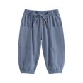 thumbnail image 1 of Faithtur Toddler Boys Casual Sports Pants Solid Color Drawstring Button Cargo Pants with Pockets, 1 of 8